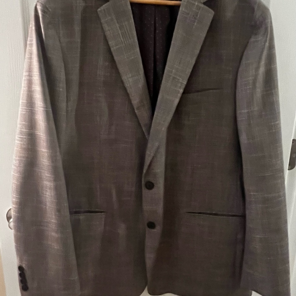 Michael Strahan Men's Brown Blazer with blue and cream plaid design size 48R